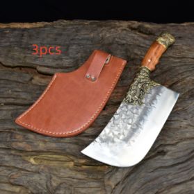 Household Bone Chopping Hand-forged Kitchen Knife Dual-use Knife Ghost Hand Made Chef Knives (Option: 3pcsSilver)